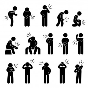 back pain stick figures